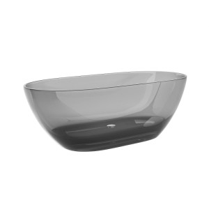 Freistehende Badewanne Spavo, oval, aus transluzentem grauem Harz, 160 cm. Modernes Design für Ihr Bad.