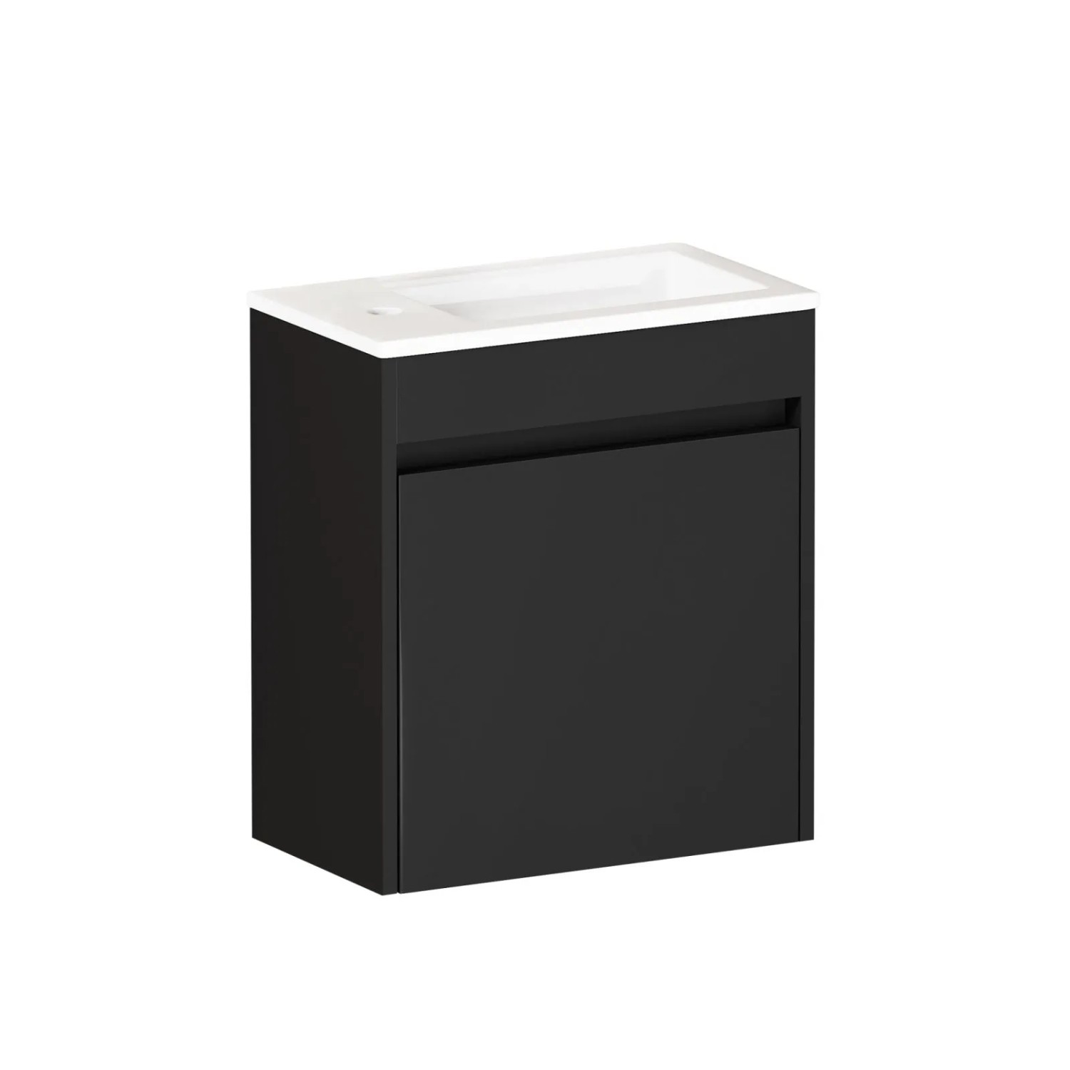 PXloue Badschrank 46 cm Schwarz Badezimmer Unterschrank mit Soft Close Tür und Stauraum