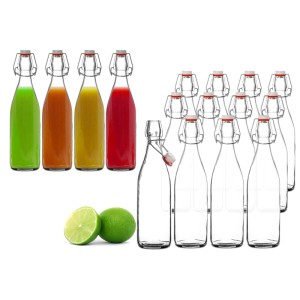 BigDean 12x Glasflasche 500ml Bügelverschluss Milchflasche Saftflasche Ölflasche Bügelverschlussflasche