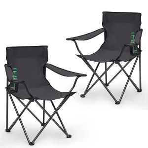 Sunula 2x Campingstuhl Faltstuhl Anglerstuhl Grau mit Getränkehalter und Tasche