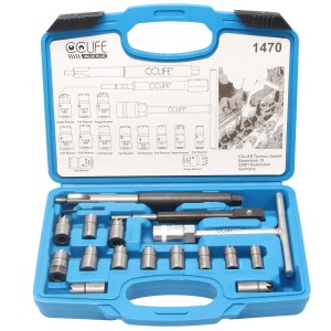 CCLIFE 17tlg Diesel Injektor Fräser Dichtsitzfräser Injektoren Inspritzdüsen Werkzeug mit 13 Fräsern und 19mm Injektorfräser