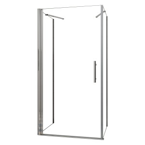 AICA U-Duschkabine 80x80 mit Drehtür und Seitenwand, 6mm Nano Glas.