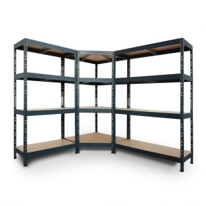 Anthrazitfarbenes Ar Shelving Schwerlastregal Set mit 4 HDF-Böden, ideal für Garage und Keller.