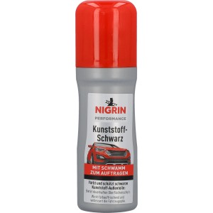 Nigrin Performance Kunststoff-Schwarz 75ml für die Autopflege, zur Farbauffrischung von Kunststoffteilen.