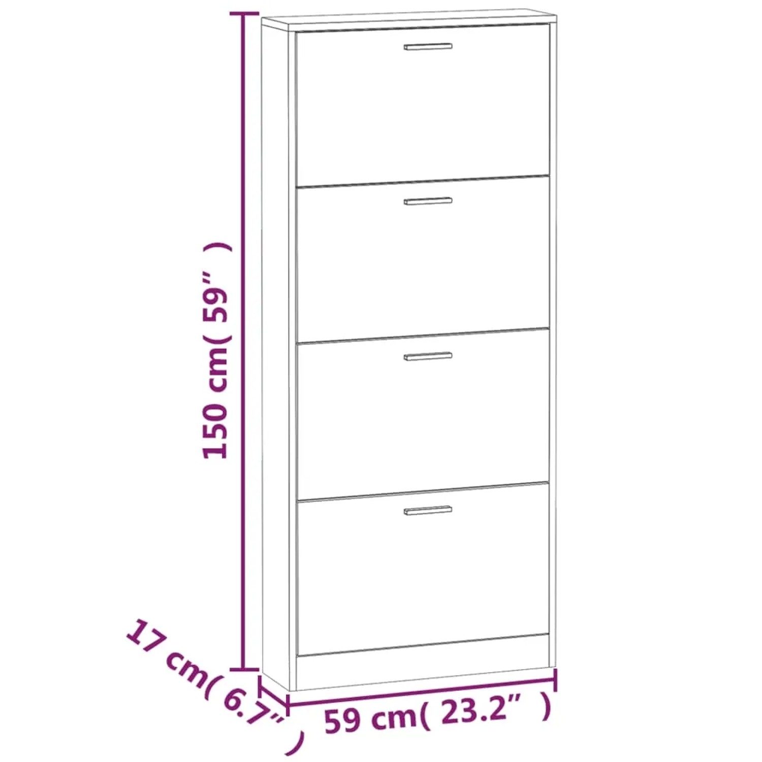 vidaXL Schuhschrank Braun Eichen-Optik 59x17x150 cm Holzwerkstoff 342525_10