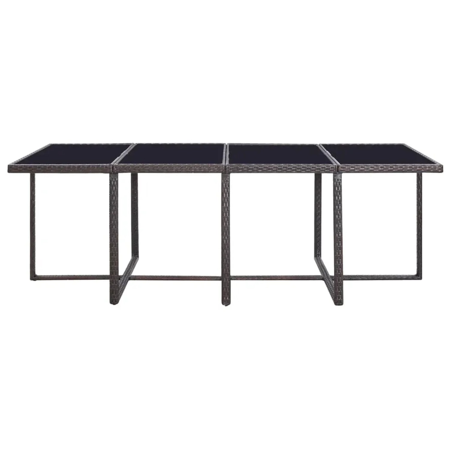 vidaXL Garten-Essgruppe, 13-teilig, braunes Poly Rattan, mit Glas-Tischplatte. Gartenmöbel-Set.