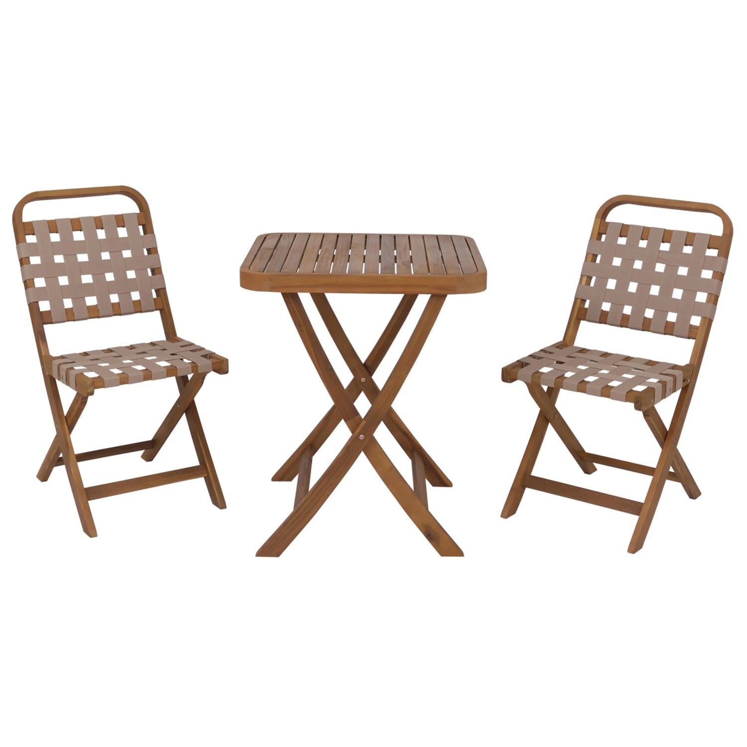MCW Garten-Set P70 Seilgeflecht Akazie Klappbar Natur Creme