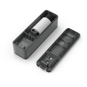 Bosch Smart Home Fenster-/Türsensor II Anthrazit geöffnet mit Batterie.