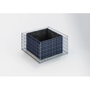 Eckiges Gabiona Gabionen-Hochbeet, 100x50x100 cm, Maschenweite 5x10 cm, Drahtkorb mit Vlies.