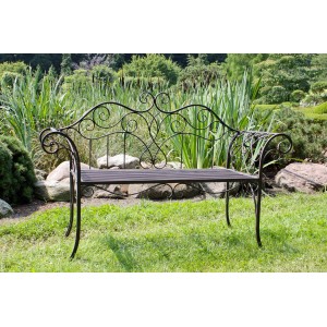 Garten Pleasure Gartenbank Selene in Rostoptik, filigrane Stahlbank für Garten und Terrasse.