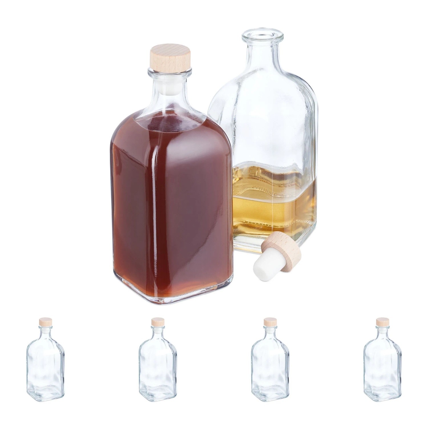 Relaxdays Glasflaschen 6er Set Glas Transparent Natur Luftdicht 500 ml 18 cm x 7,5 cm x 7,5 cm