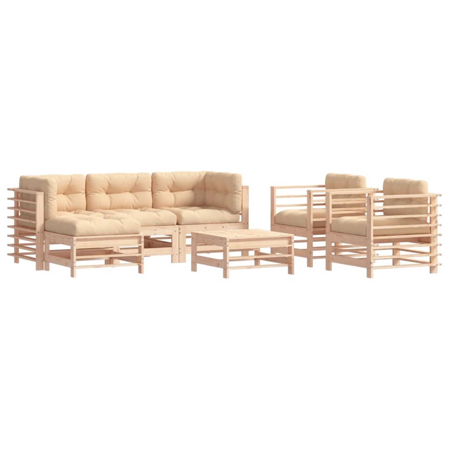 vidaXL 7-tlg Garten-Lounge-Set mit Kissen Massivholz Modell 4 günstig online kaufen