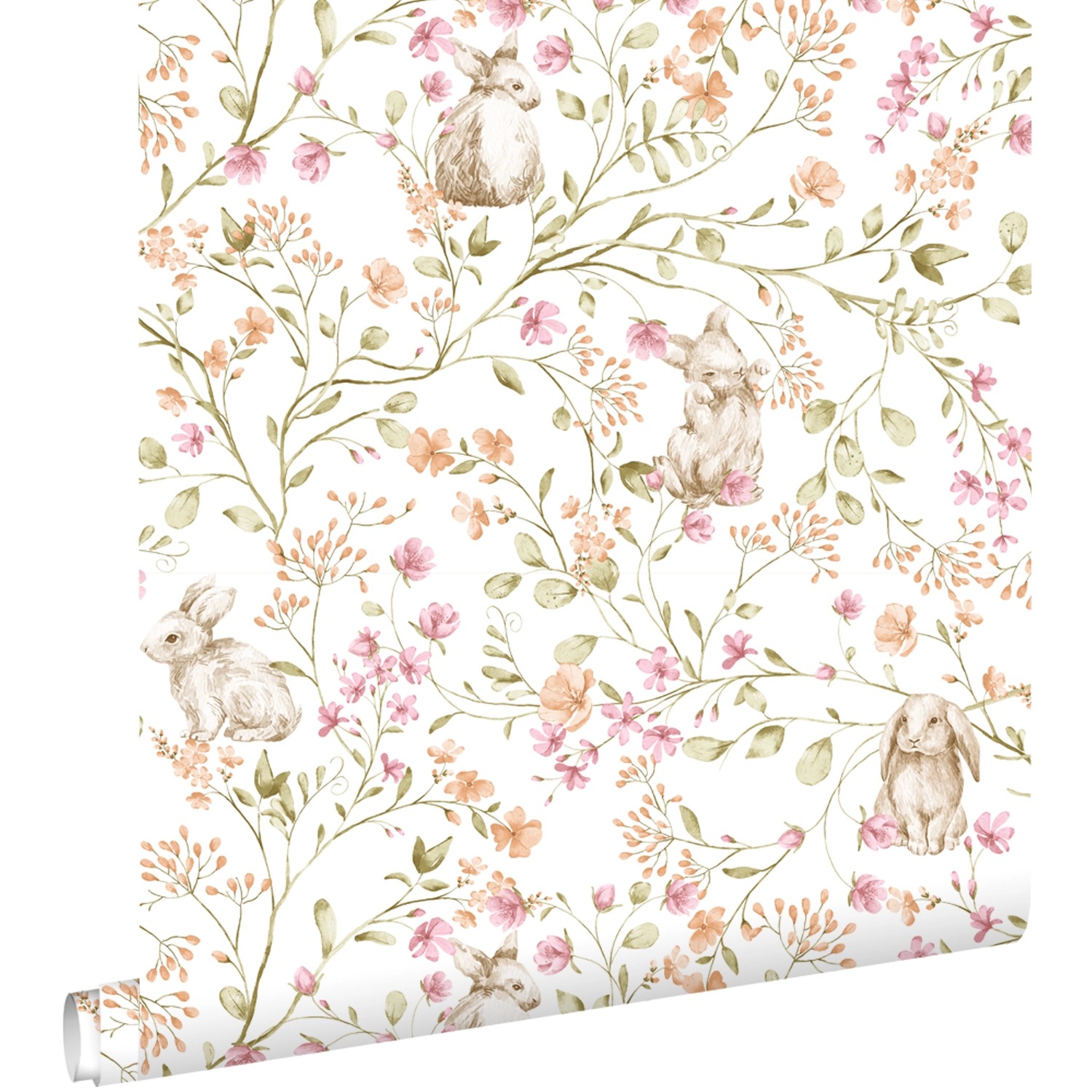ESTAhome Tapete Kaninchen Grün Rosa und Orange 50 x 900 cm günstig online kaufen