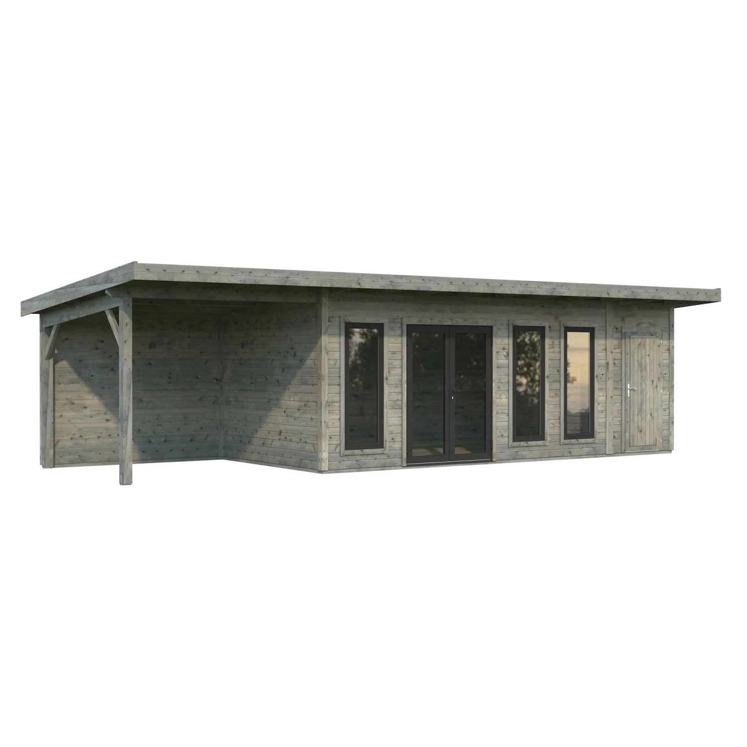 Palmako Holz-Gartenhaus Aurelia Pultdach Tauchgrundiert 973 cm x 300 cm 27,1 m²