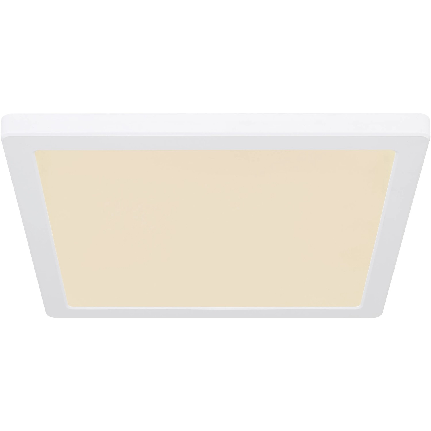 Weiße, quadratische LED-Deckenleuchte Lasse von Globo, 291x291x17 mm.
