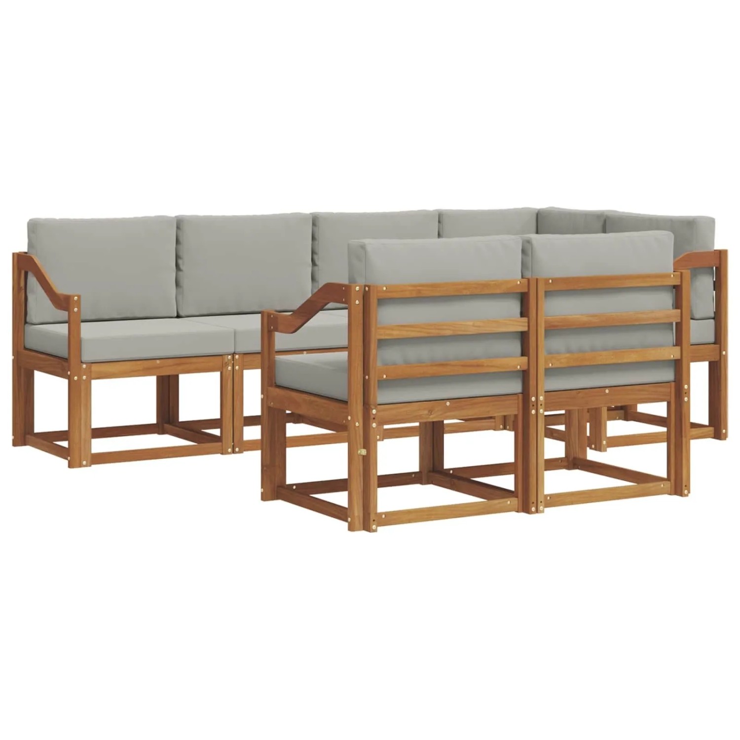 vidaXL Outdoor-Sofagarnitur mit Kissen 7-Tlg Natur und Hellgrau 3366549