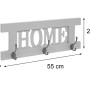 Wandgarderobe C60 im Shabby-Look, naturbraun, mit 3 Doppelhaken und Schriftzug "HOME".