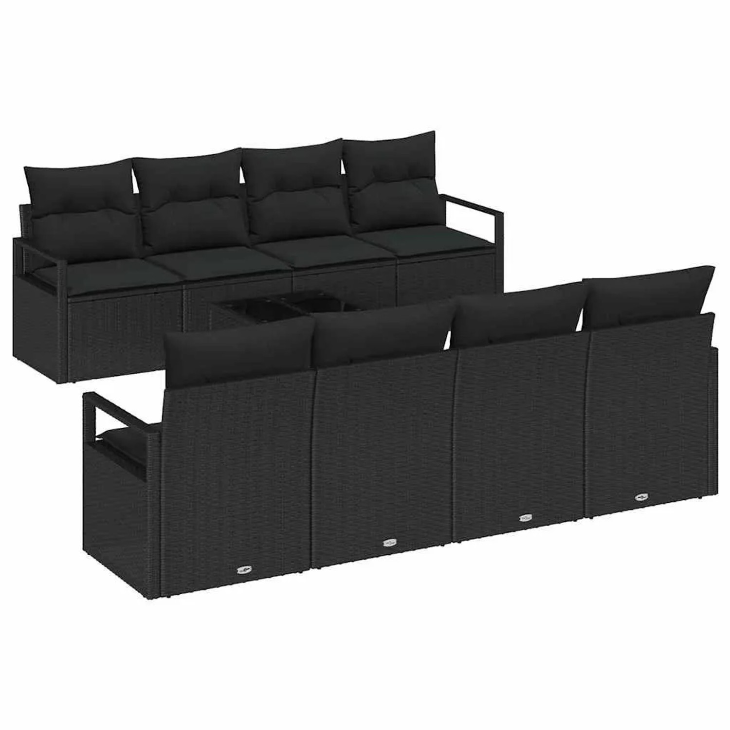 vidaXL Gartensofa-set mit Kissen 9-Tlg Schwarz Poly-Rattan 3354982 günstig online kaufen