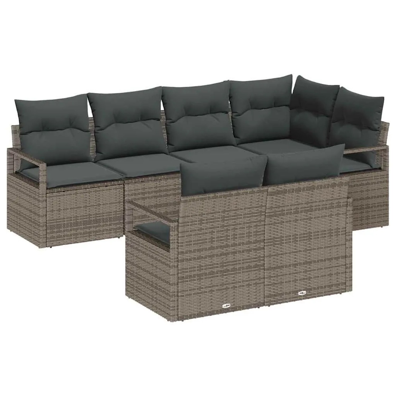 vidaXL Gartensofa-set mit Kissen mit Speicher 7-Tlg Grau Poly-Rattan 335508 günstig online kaufen