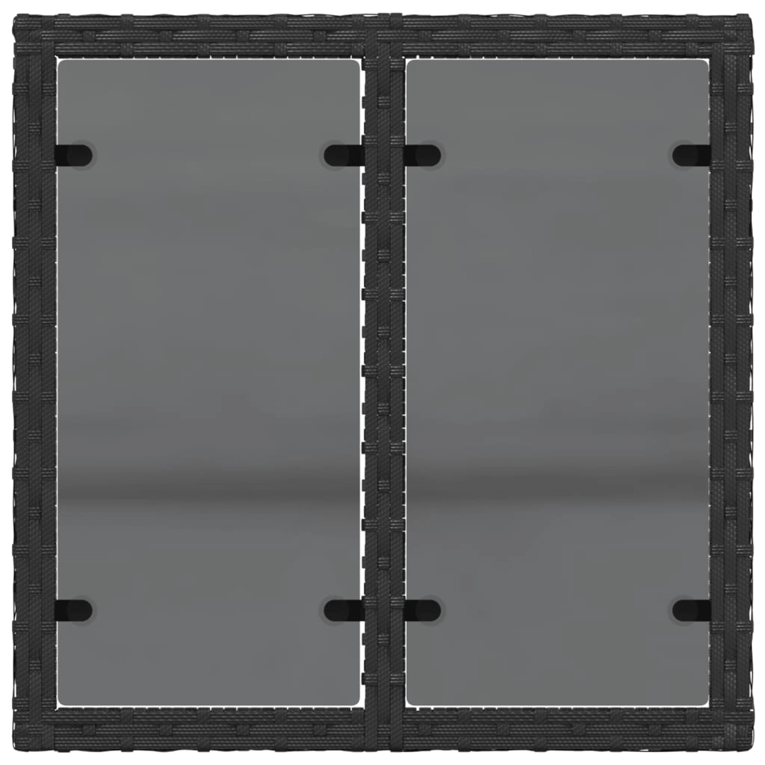 Schwarzer vidaXL Gartentisch mit Glasplatte, Poly Rattan, 55x55x37 cm.