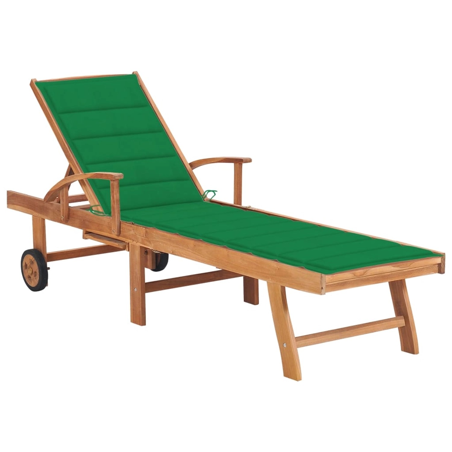 Thumbnail - vidaXL Sonnenliege mit Auflage Grün Massivholz Teak