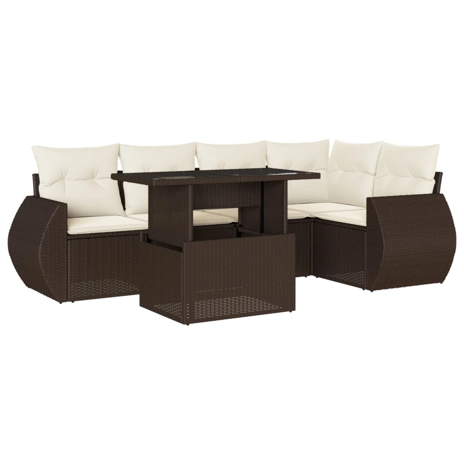 vidaXL 6-Tlg Garten-Sofagarnitur mit Kissen Braun Poly Rattan 3268523 günstig online kaufen