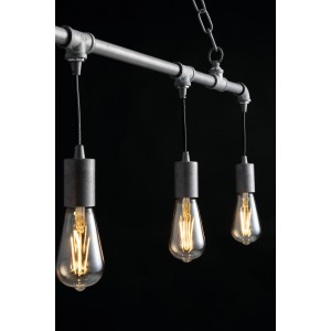 Vierflammige Luce Design Pendelleuchte Amarcord aus Zink, Ø 71 cm, im Industrie-Stil.