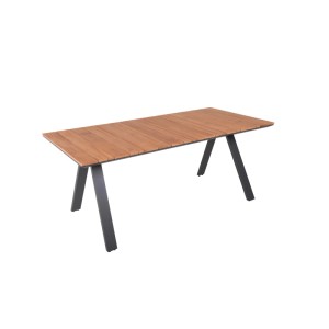 DELUKE Garten-Sitzgruppe FAYE 5-tlg. Teak Dunkelgrau Gartenmöbel-Set Gartengarnitur Garten-Essgruppe Stapelstühle Esstisch