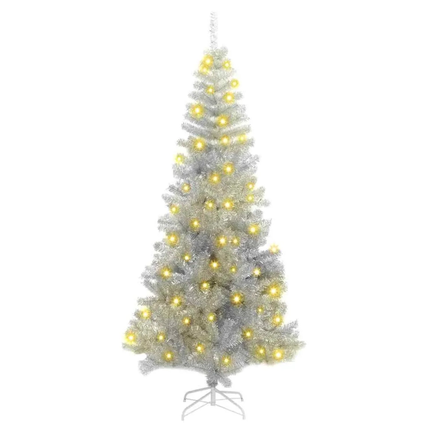 vidaXL Weihnachtsbaum mit 300 LEDs mit Ständer Silber 180 cm PET 3396670