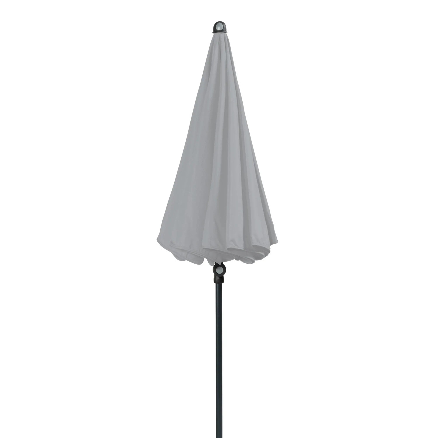 Doppler Balkonschirm Sunline, Ø 150 cm, hellgrau, mit Knickfunktion. Geschlossen.