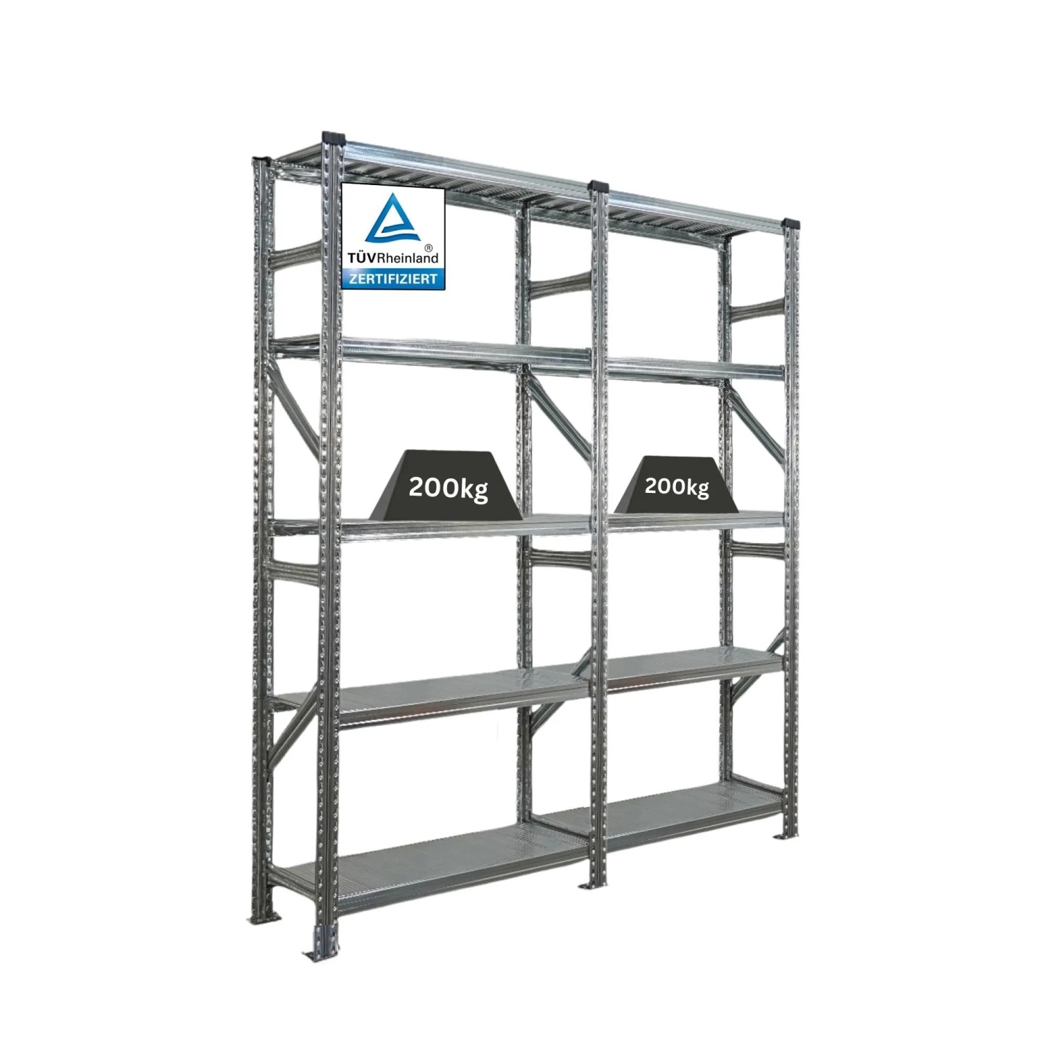PROREGAL Fachbodenregal Stecksystem Proximo Grundregal HxBxT 200 x 120 x 40 cm 9 Ebenen Fachlast 235 kg Beidseitig Verzinkt