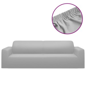 Graue vidaXL Stretch Sofahusse für 3-Sitzer Sofas aus Polyester-Jersey.