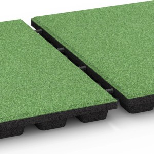 Grüne WARCO Fallschutzplatten 50x50 cm mit Steckverbindern für Kindersicherheit.
