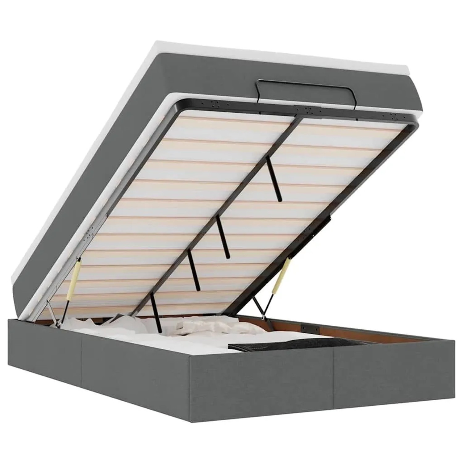 Thumbnail - vidaXL Ottoman-Bett mit Matratze Dunkelgrau 120x190 cm Stoff 3311093