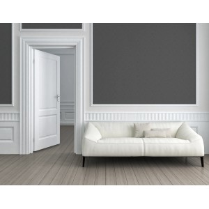 Wohnraum mit anthrazitfarbener Rauten Tapete von Bricoflor, geometrisches Muster, Glitzereffekt.