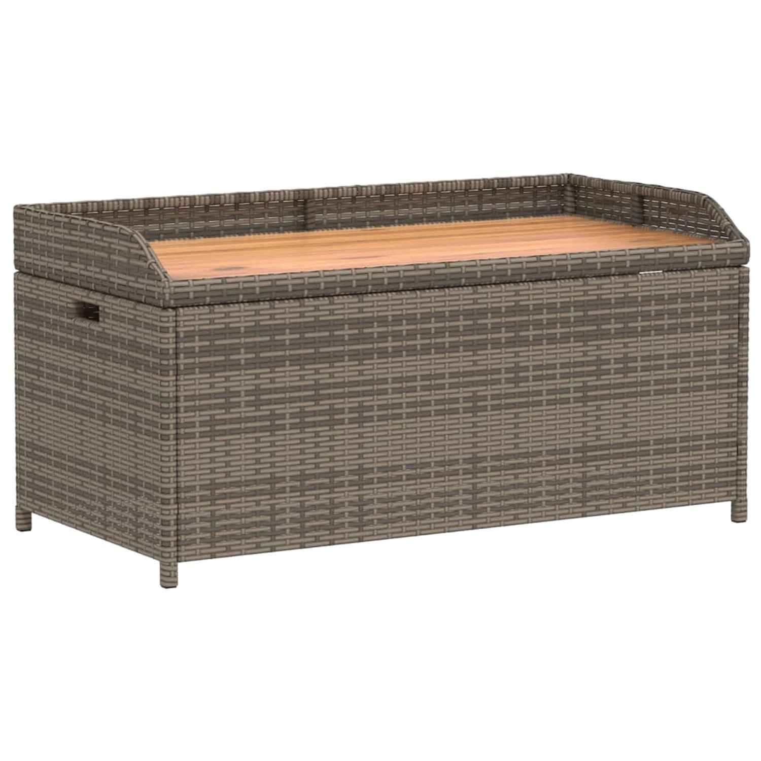 furnicato Bank mit Stauraum Grau 100x50x52 cm Poly Rattan Akazienholz günstig online kaufen