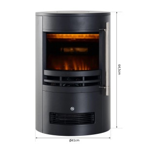 HOMCOM LED Elektrokamin, schwarz, zylindrisch, mit Flammeneffekt und Heizlüfter, 41x64,5cm.