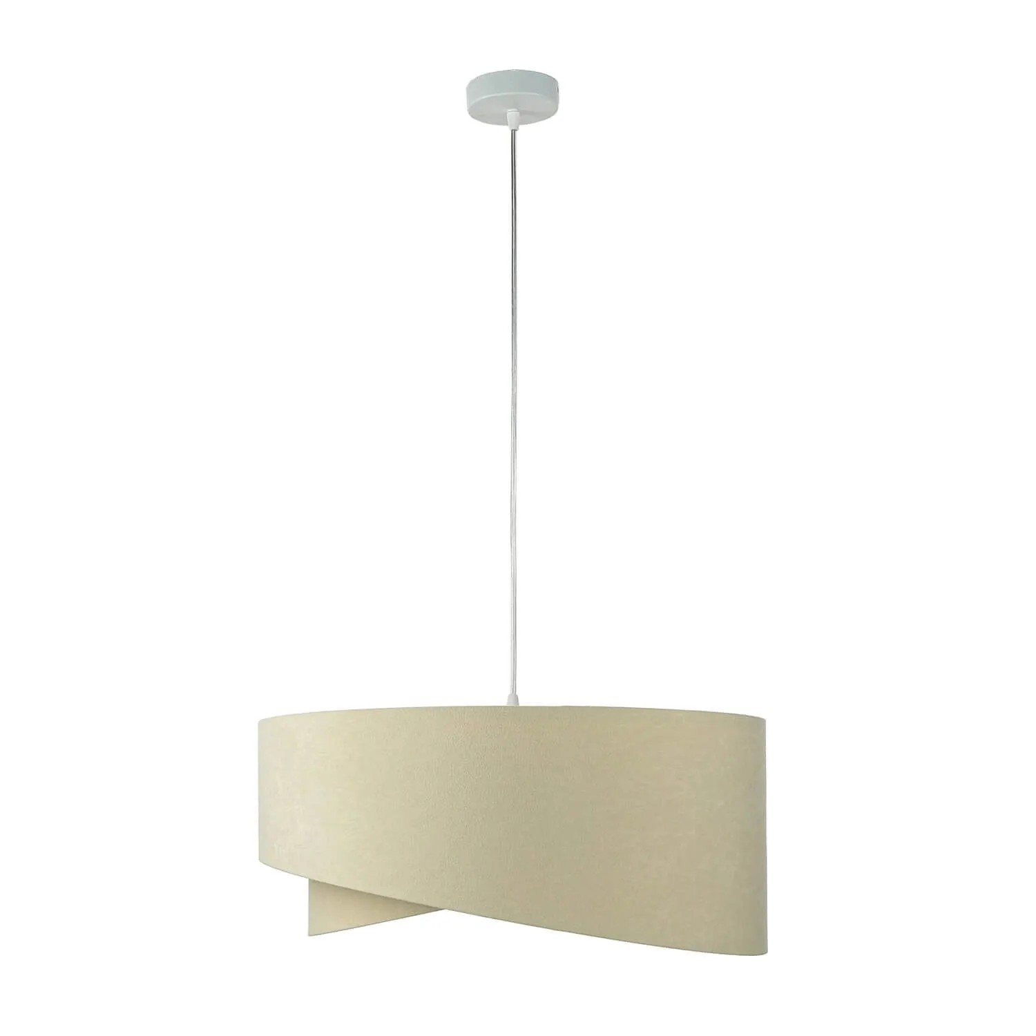 Licht-Erlebnisse Pendelleuchte E27 Ø 50 cm Rund Velours Stoff In Creme Gold
