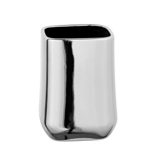 Schöner Wohnen Zahnputzbecher Adine aus Keramik in Chromoptik.