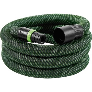 Festool Saugschlauch 5m, grün-schwarz, antistatisch, mit Bypass und Anschlüssen. Ideal für Werkstatt-Sauger.