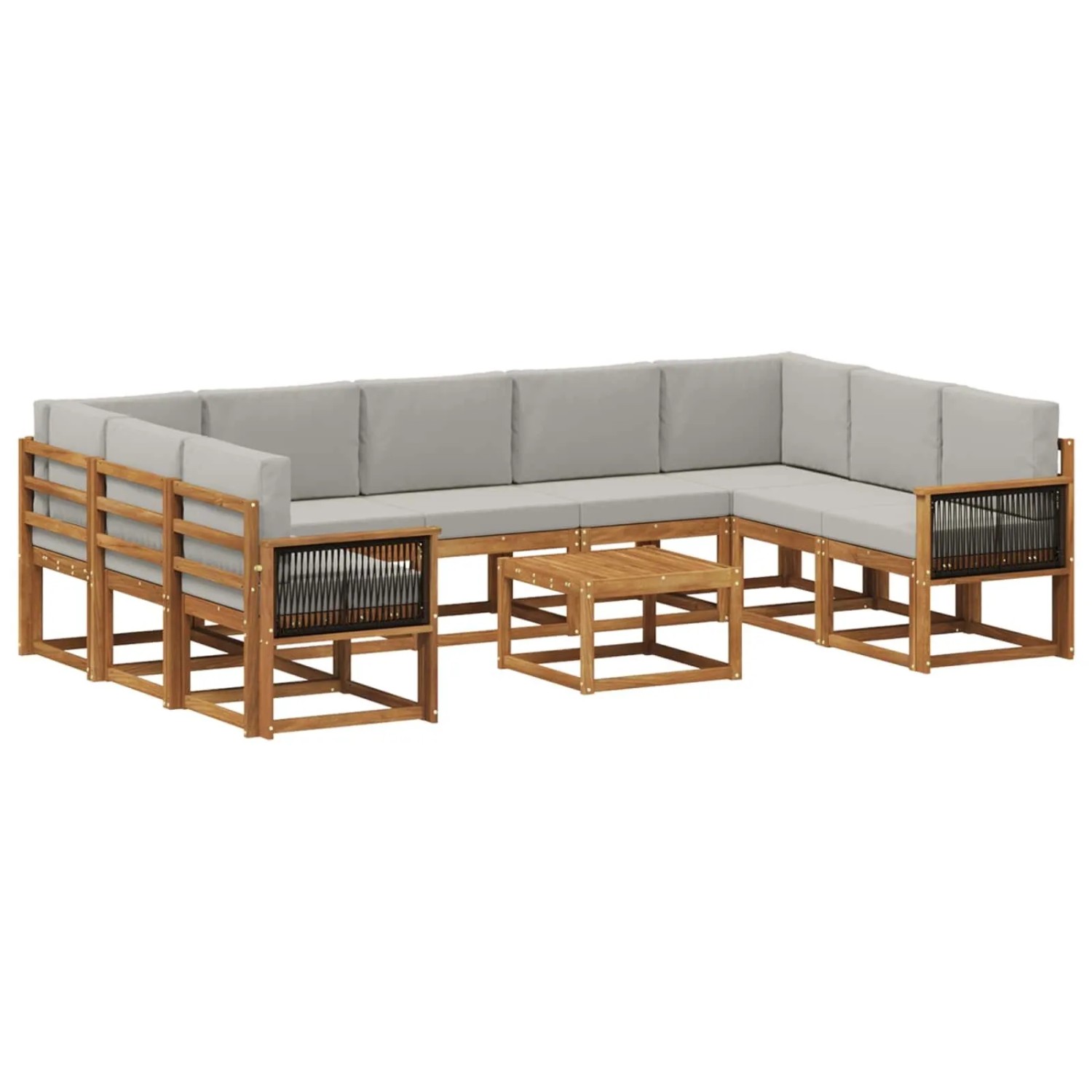 vidaXL Outdoor-Sofagarnitur mit Kissen 10 Stk Natur und Hellgrau 3385552