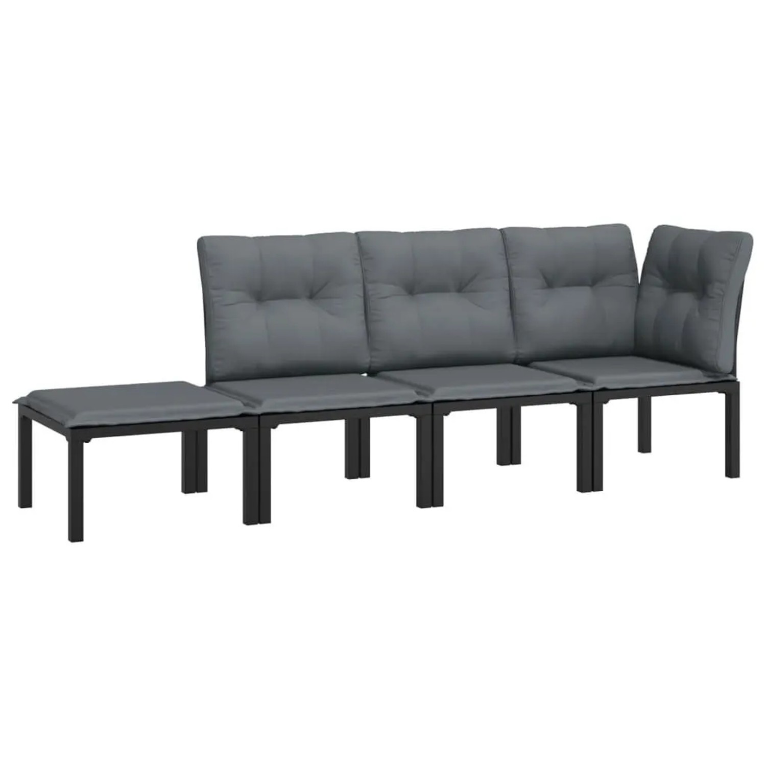 vidaXL 4-Tlg Garten-Lounge-Set Schwarz und Grau Poly Rattan 362805
