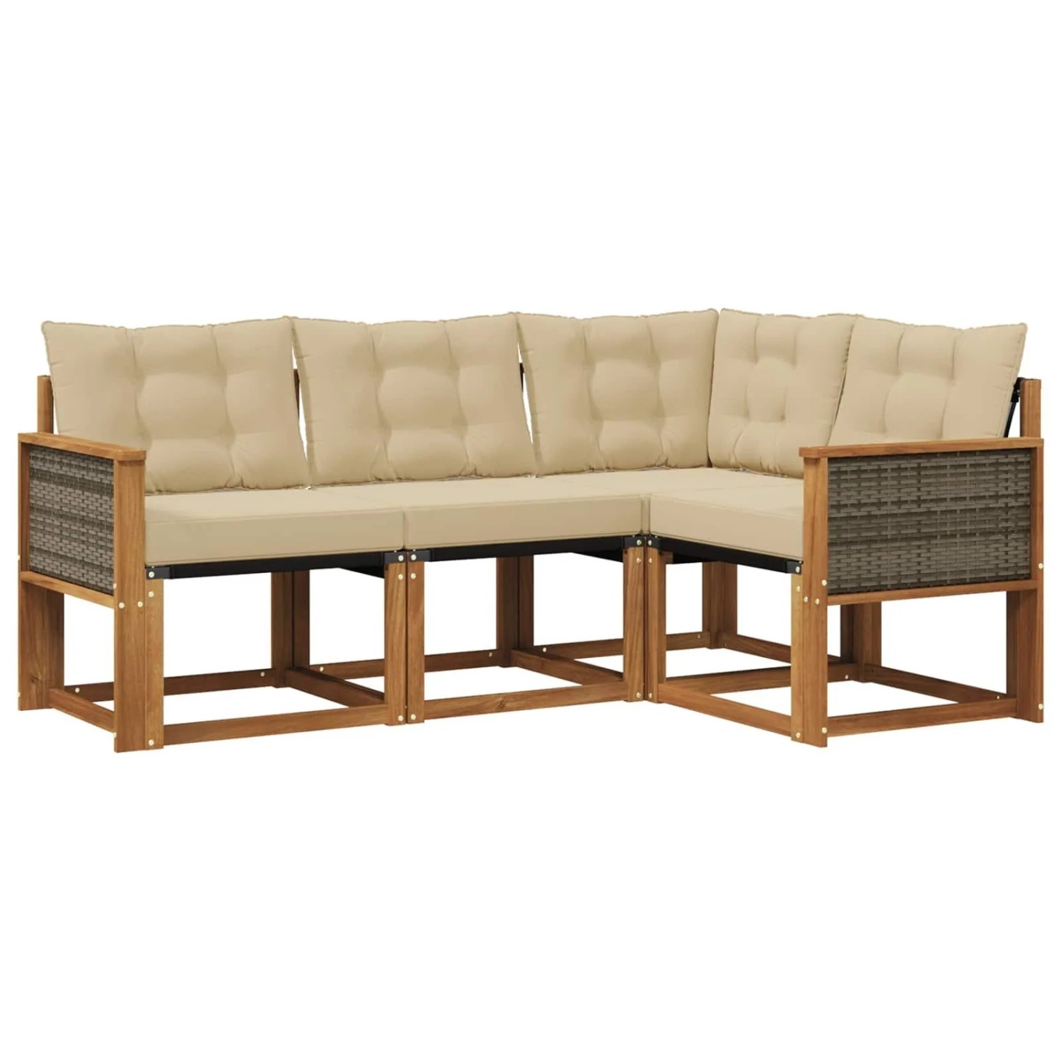 vidaXL Outdoor-Sofagarnitur mit Kissen 4 Stk Natur und Beige 3381917