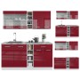 Vicco R-Line Singleküche, 160 cm, Bordeaux Hochglanz/Weiß, ohne Arbeitsplatte.