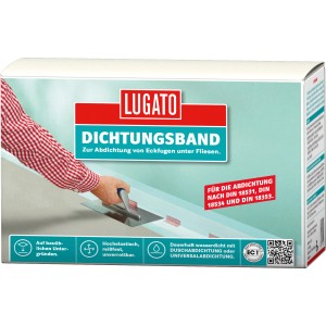 Verpackung Lugato Dichtungsband 5 m zur Abdichtung von Eckfugen unter Fliesen.