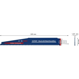 Bosch Expert Säbelsägeblatt S 1167 XHM für Holz und Metall, Demolition, 225mm lang.