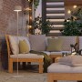 Weiße EGLO Solar LED Stehleuchte ROCCANOVA mit Touchdimmer, ideal für Terrasse und Balkon.