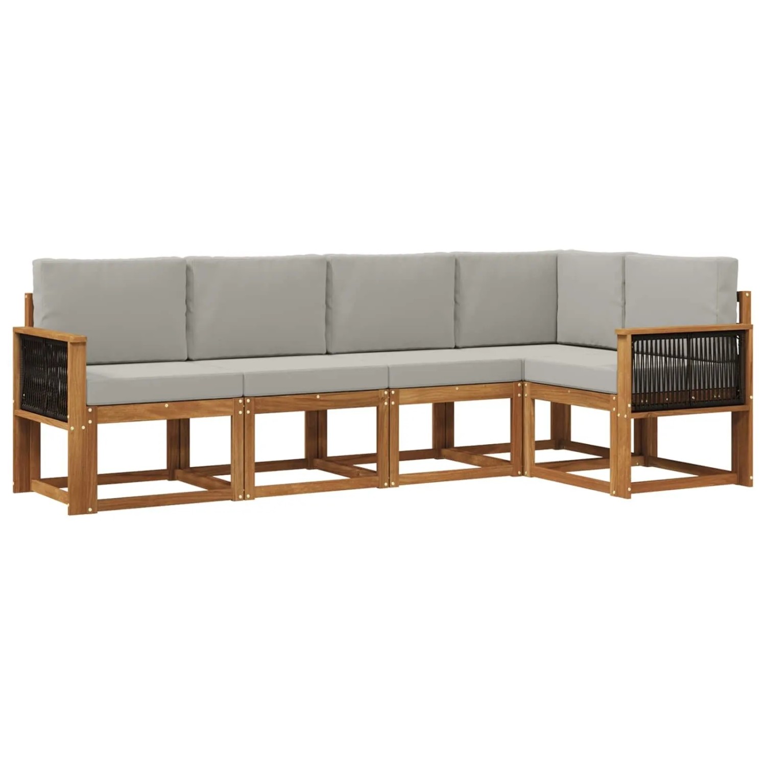 vidaXL Outdoor-Sofagarnitur 5 Stk Natur und Hellgrau Polyester 3385212