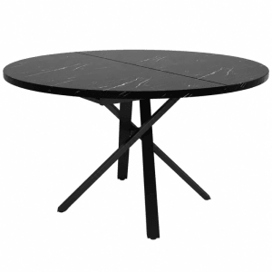 Merax Esstisch 100x140x75,5 cm Marmoroptik Ausziehbar X Metallgestell
