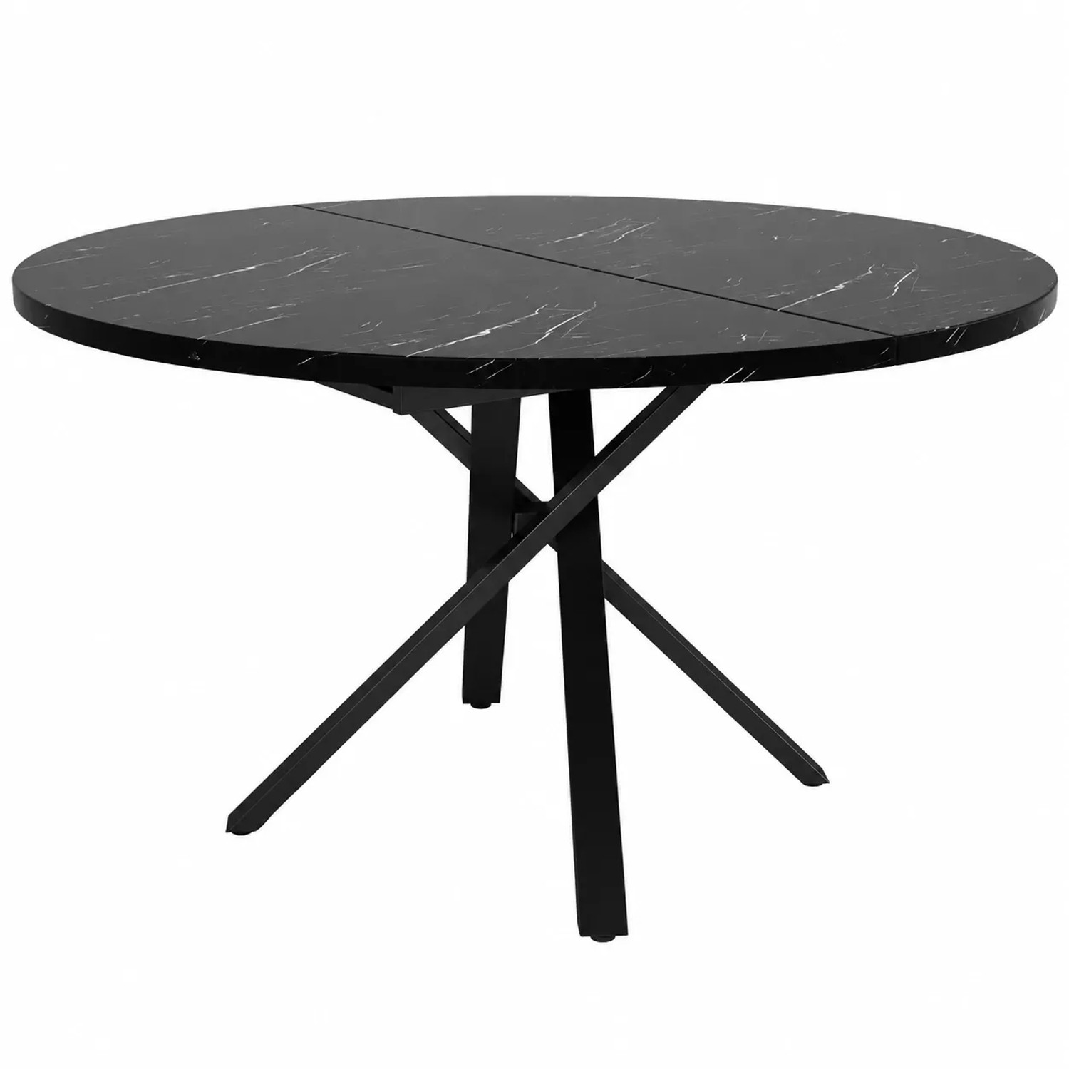 Merax Esstisch 100x140x75,5 cm Marmoroptik Ausziehbar X Metallgestell
